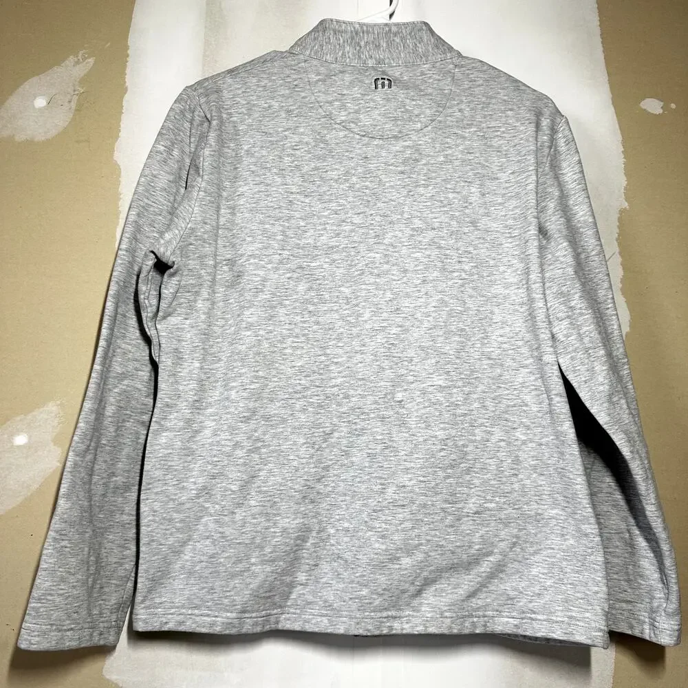 Travis Mathew Cash Out Fleece Jacket Mock Neck Athletic Heather Gray Small